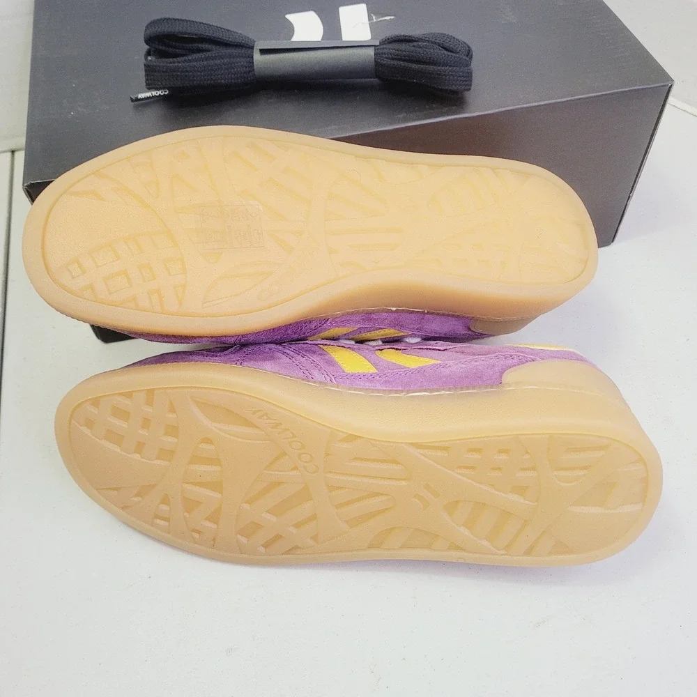 Coolway Women's Goal Sneakers EU 37 (US 6.5) Purple Yellow Suede Low Top Shoes